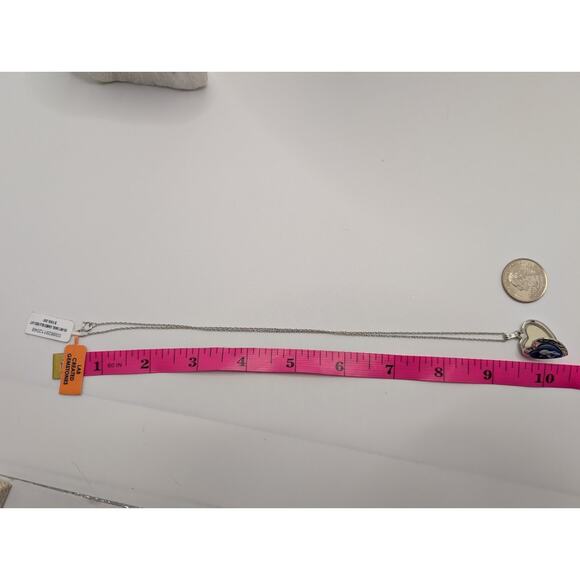 Heart Shaped Sterling Silver Locket Necklace 18in Blue Angel Cameo msrp $160 NWT - Picture 5 of 5